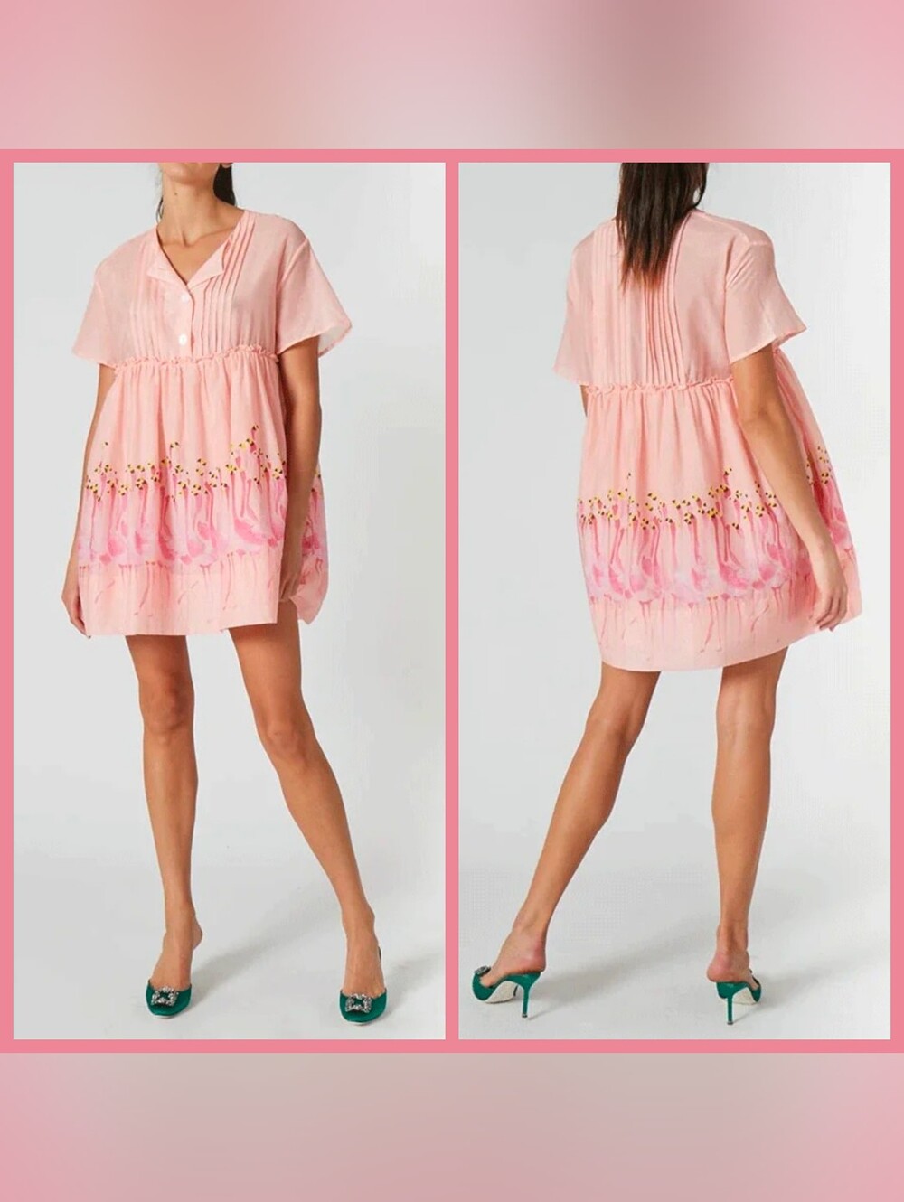 🦩Rachel Antonoff🦩 - Peach/Pink Flamboyance Flamingo Print Howard Dress